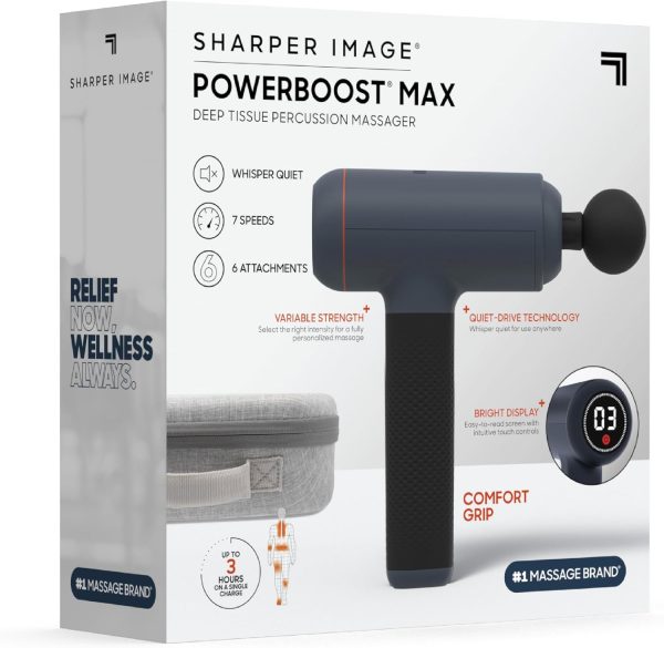 Sharper Image Powerboost Max Massage Gun - with Attachments, Quiet Motor, - Image 8