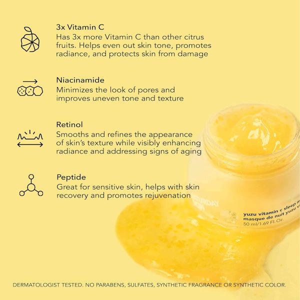 Saturday Skin Yuzu Vitamin C Sleep Overnight Face Mask Skin Care Retinol - Image 3