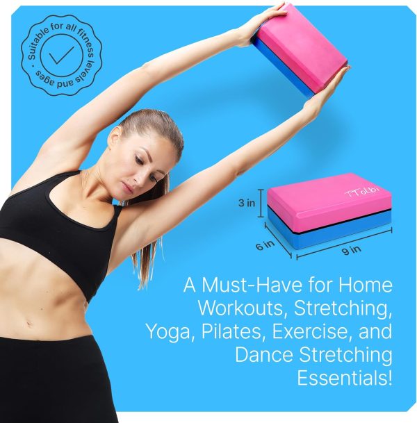 Yoga Blocks 2 Pack Kit with Dance Stretch Band & Guide: Non-Slip EVA Foam - Image 5