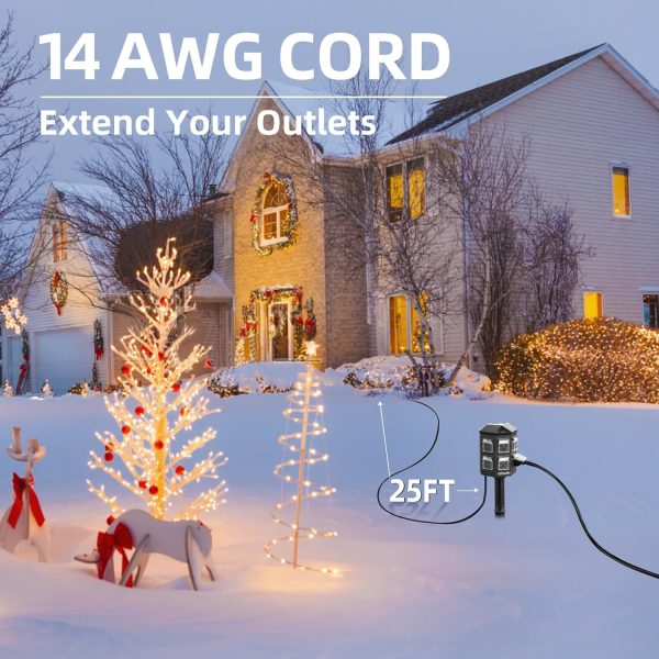 Outdoor Power Stake with Timer, 25FT Extension Cord Waterproof,Remote - Image 5
