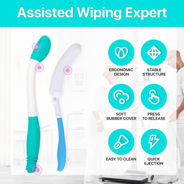 Toilet Aid Set for Wiping,Including Long Handle Butt Wiper Shower Brush - Image 3