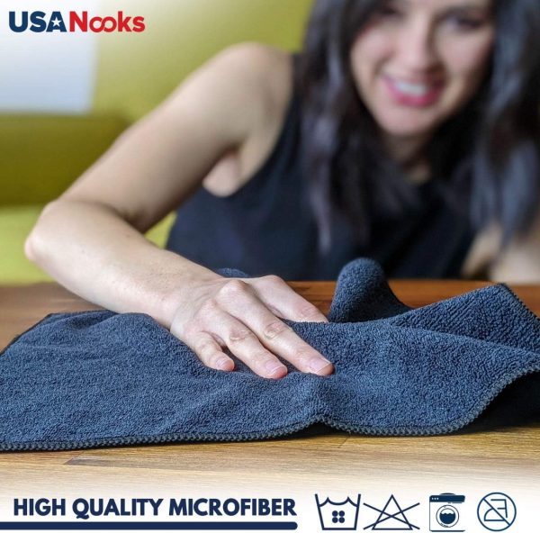 Microfiber Cleaning Cloth Grey - 12 Pcs (12.5"x12.5") - High Performance - - Image 7