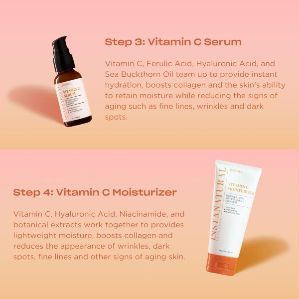 InstaNatural Vitamin C Four Step Skin Care Set, Skincare Routine, - Image 6
