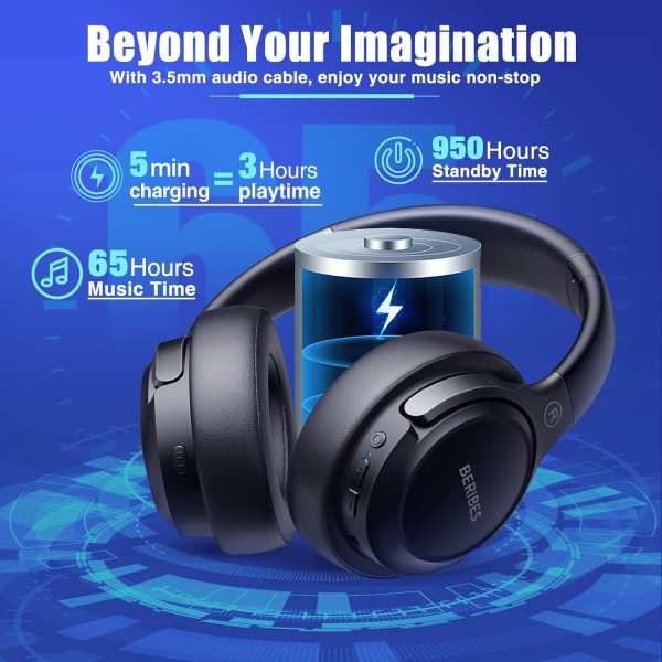BERIBES Bluetooth Headphones Over Ear, 65H Playtime and 6 EQ Music Modes - Image 3