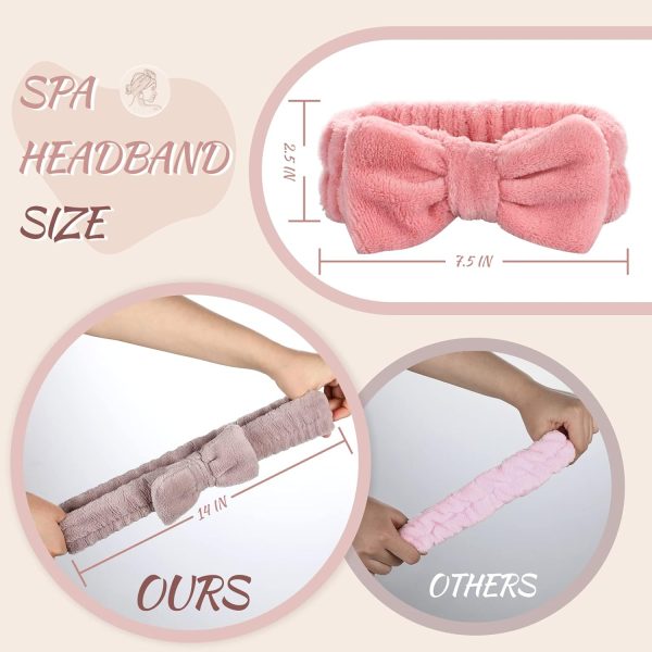 VITEVER 4 Pack Spa Headband for Washing Face, Girls Makeup Bow Tie Hair - Image 2