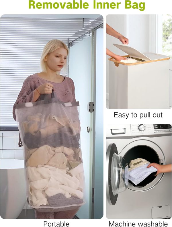 Double Laundry Hamper with Wheels, Divided Laundry Hamper with Removable - Image 6