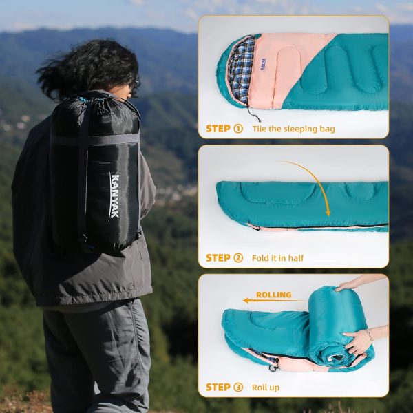 Camping Sleeping Bag, 32℉ Sleeping Bags for Adults Kids Teens Cold Weather - Image 5