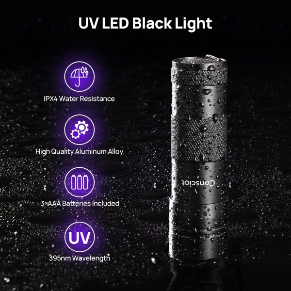 UV Flashlight Black Light, Consciot 12 LED 395nm Ultraviolet Blacklight, - Image 3