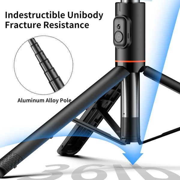Joyful 72" Phone Tripod & Selfie Stick,Extendable Cell Phone Tripod Stand - Image 4