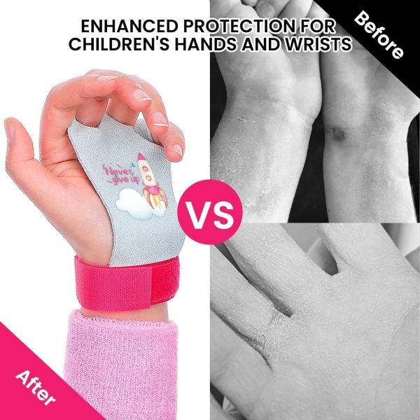 Amrta Gymnastics Grips Wristbands Sets for Girls Youth Kids 2 Pair Palm - Image 5