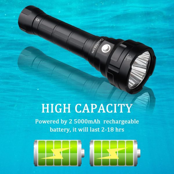 Dive Light, D70 13000 Lumen Super Bright Scuba Diving Flashlight, - Image 5