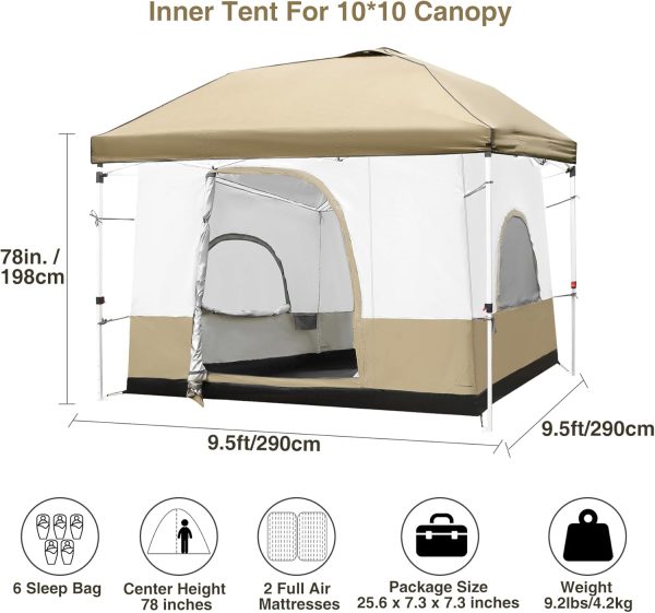 REDCAMP 10' x 10' Square Camping Tent Converts Pop Up Canopy, Outdoor Tent - Image 4