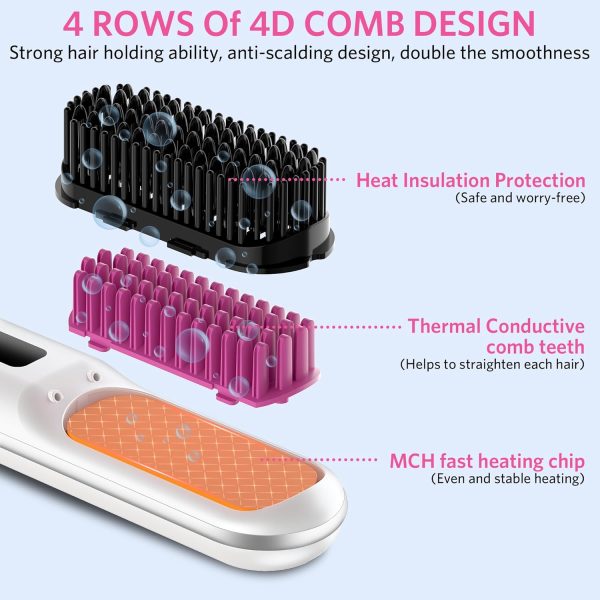 Cordless Hair Straightener Brush, Portable Mini Hair Straightening Brush - Image 4