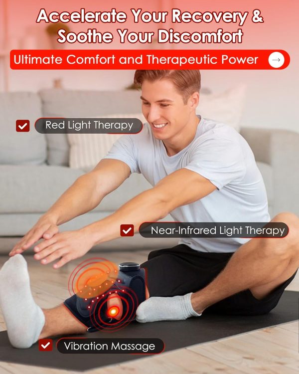 Red Light Therapy Knee Brace - Knee Massager with 4 Vibration Areas, - Image 2