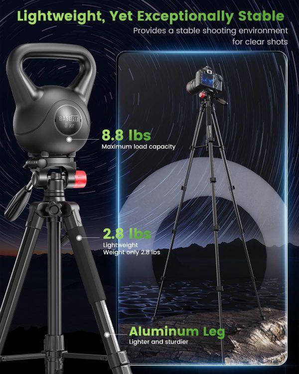 74"-Camera-Tripod, Porfessional Aluminum Heavy Duty Tripod Stand for - Image 2