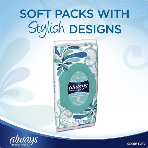 Always Feminine Wipes, Fresh & Clean, Soft Pack, 32 Count - Image 4