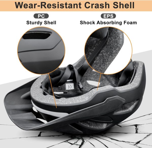 Bike Helmet, Mountain Bike Helmets for Men and Women, Front and Back LED - Image 2