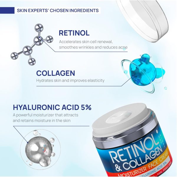 Retinol Cream for Face with Hyaluronic Acid, Day-Night Anti-Aging - Image 3