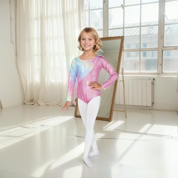 Gogokids Gymnastics Leotards for Girls, Long Sleeve Rhinestone Kids Dance - Image 2