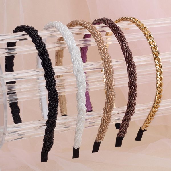LYroo Cute Pearl Headbands Beaded Headband Metal Head Bands No Slip Fashion - Image 2