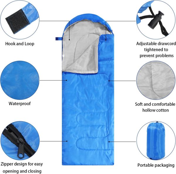 Junkin 12 Pcs Camping Sleeping Bag Bulk for Homeless 4 Seasons Cold Warm - Image 3