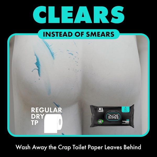 DUDE Wipes - Flushable Wipes - 6 Pack, 288 Wipes - Mint Chill Extra-Large - Image 2
