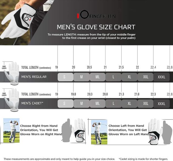 FINGER TEN Golf Gloves Men Left Hand Right Leather Value 5 Pack, Mens Golf - Image 6