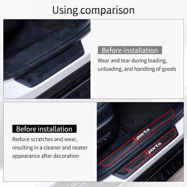 SINGARO Car Door Threshold Protection, 4PCS Door Edge Step Dust Shield - Image 5