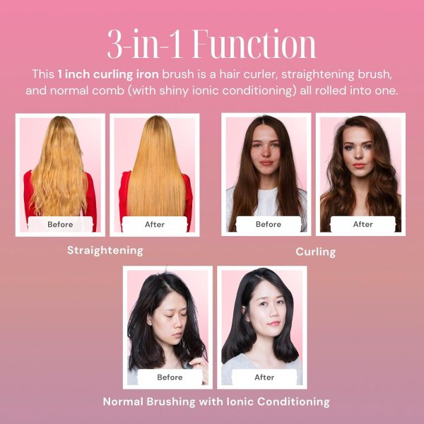 Alure Heated Styling Brush - 3-in-1 Ionic Hair Curler/Straightener with - Image 5