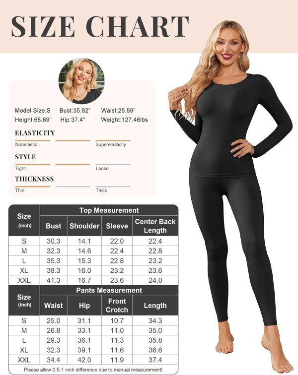 Ekouaer Womens Thermal Underwear Sets Long Johns Long Sleeve Base Layer - Image 6