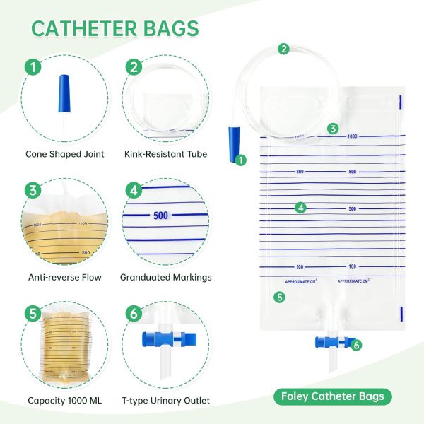 Urinary Leg Bags 1000ml Urinary Drainage Bags with Easy Drain T Tap Switch - Image 3