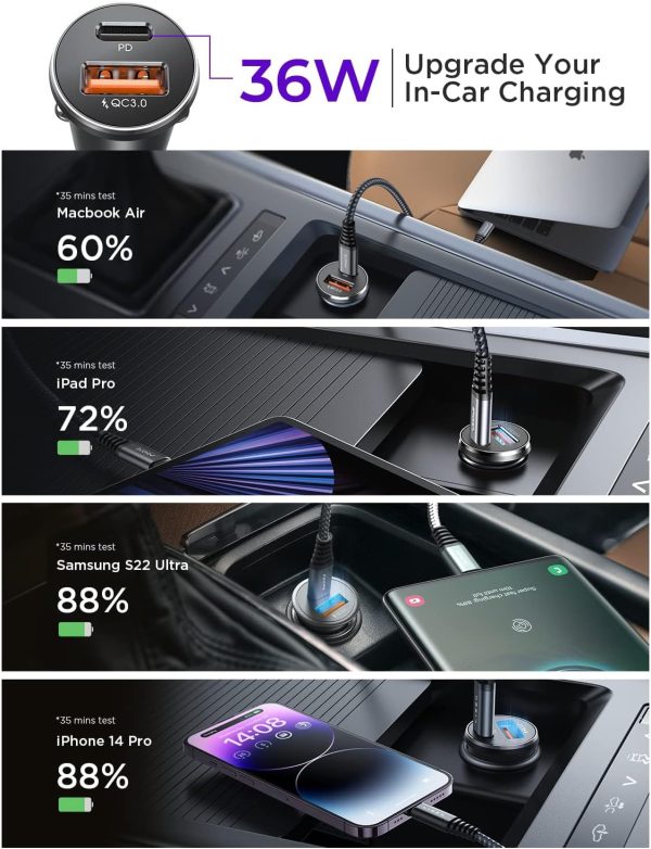 LISEN 54W Car Phone Charger USB C, Cigarette Lighter Adapter, Car - Image 7