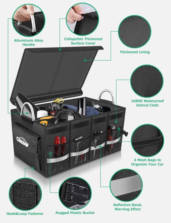 Oasser Trunk Organizer Cargo Organizer Trunk Storage Waterproof Collapsible - Image 2