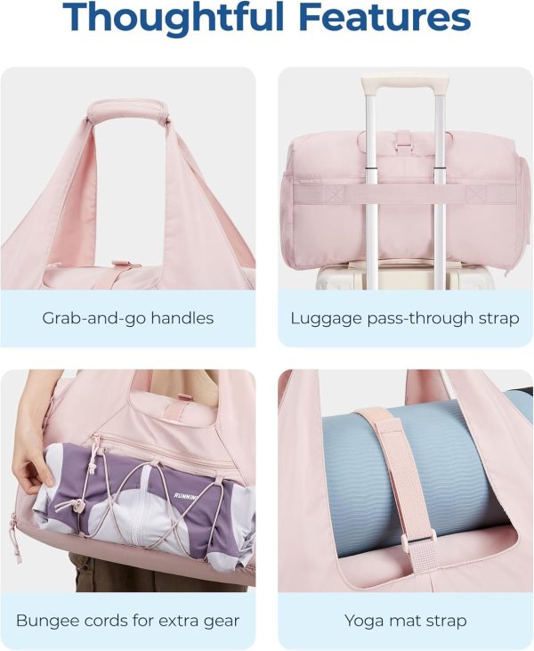 BAGSMART Gym Bag for Women, Lightweight Duffel Bag with Shoe Compartment, - Image 4