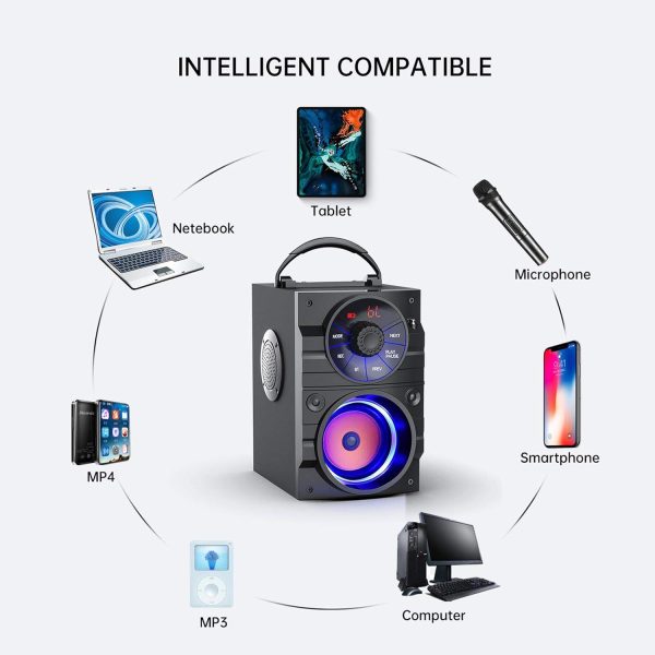 Portable Big Bluetooth Speakers with Light, Wireless with Subwoofer, FM - Image 7