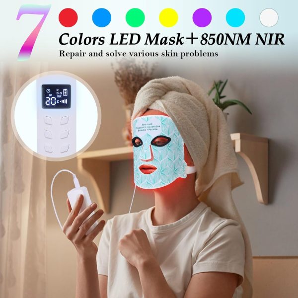 Red Light Therapy for Face, 7＋1 Colors LED Face Mask Light Therapy with - Image 3