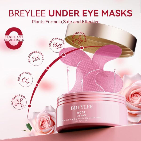 BREYLEE Rose Eye Mask– 60 Pcs, Under Eye Patches,Eye Patches For Puffy - Image 4