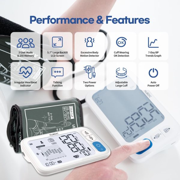 HubiCare Automatic Blood Pressure Monitor, Potable Digital BP Measuring - Image 3