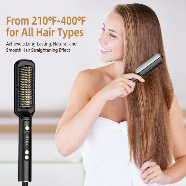 Hair Straightener Brush with Ceramic Coating, Hair Straightener Comb 6 - Image 3