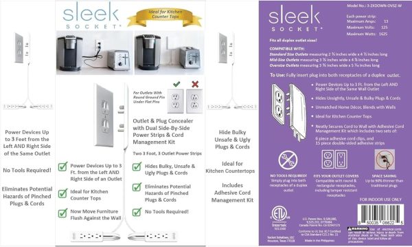 Sleek Socket Original & Patented Ultra-Thin Outlet Concealer with Cord - Image 4