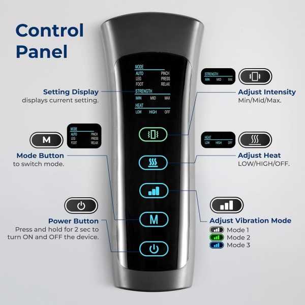 SereneLife Air Compression Leg Massager, Full Leg Massager with Heat and - Image 4