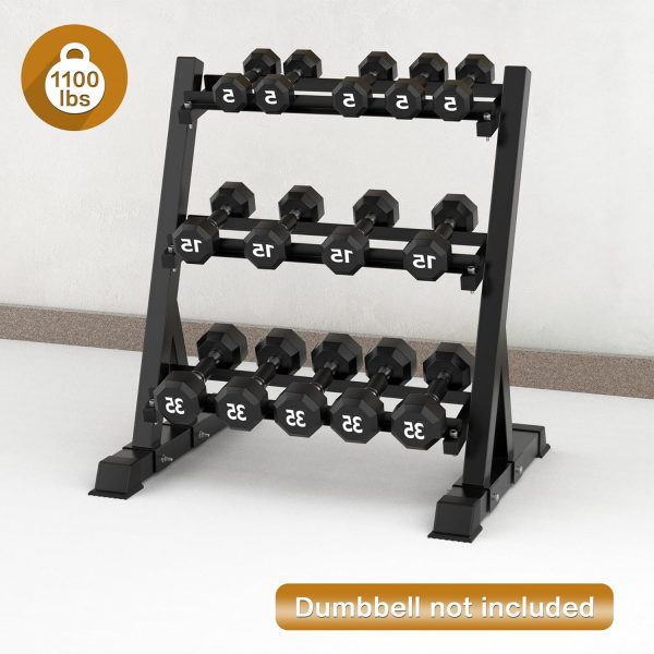 Dumbbell Rack Adjustable 3-Tier Weight Stand Heavy Duty Weight Storage Rack - Image 7