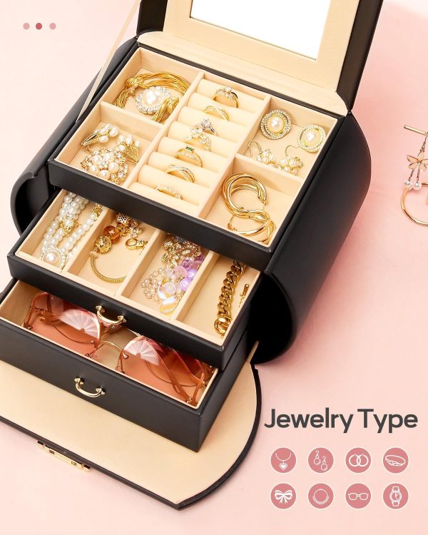 Homde Girls Jewelry Box Jewelry Storage Case Organizer with Mirror for - Image 6