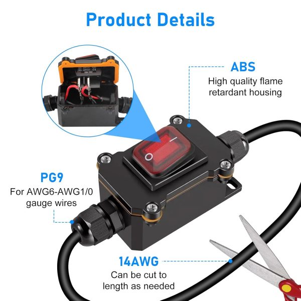 Linkstyle Inline Cord Switch, 12V 20A 4Pin DPST On Off Toggle Switch with - Image 3