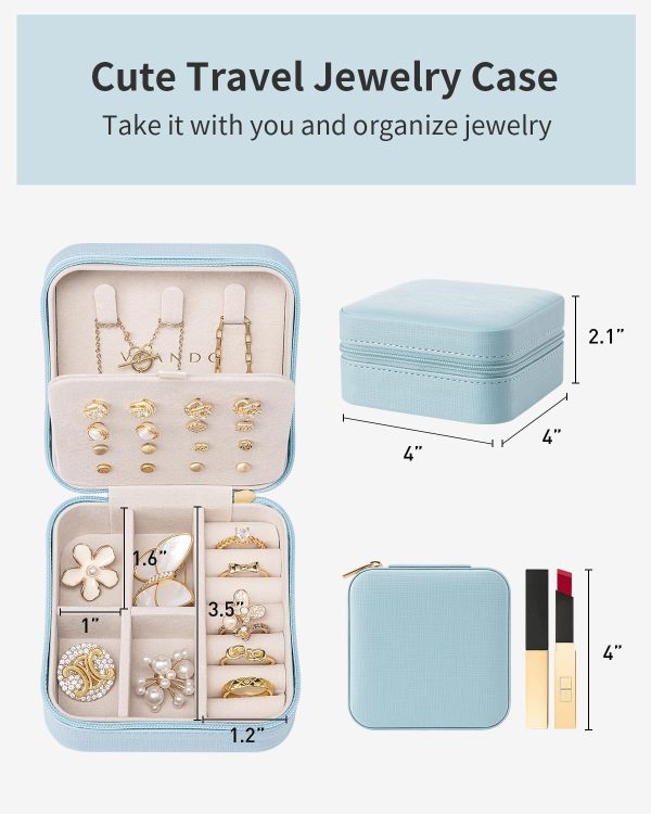 Vlando Travel Jewelry Case, Small Travel Jewelry Organizer Box for Girls - Image 5