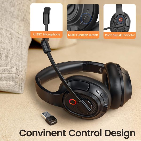 EKSA Wireless Headset with Mic for Work, Bluetooth 5.0 Headset with - Image 7