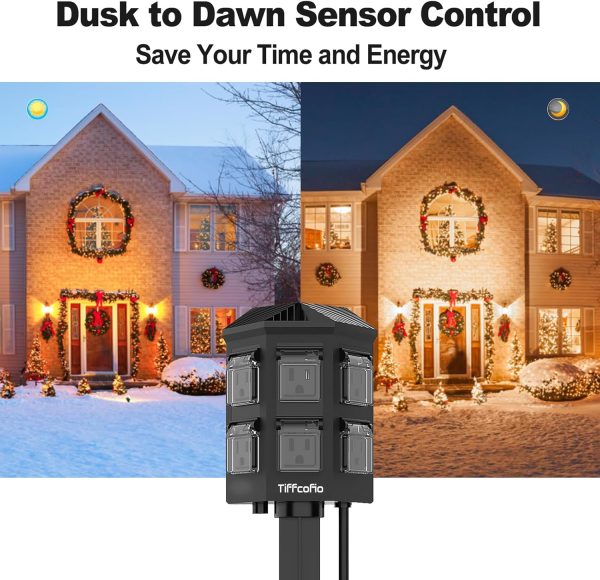 Outdoor Power Stake with Timer, 25FT Extension Cord Waterproof,Remote - Image 3
