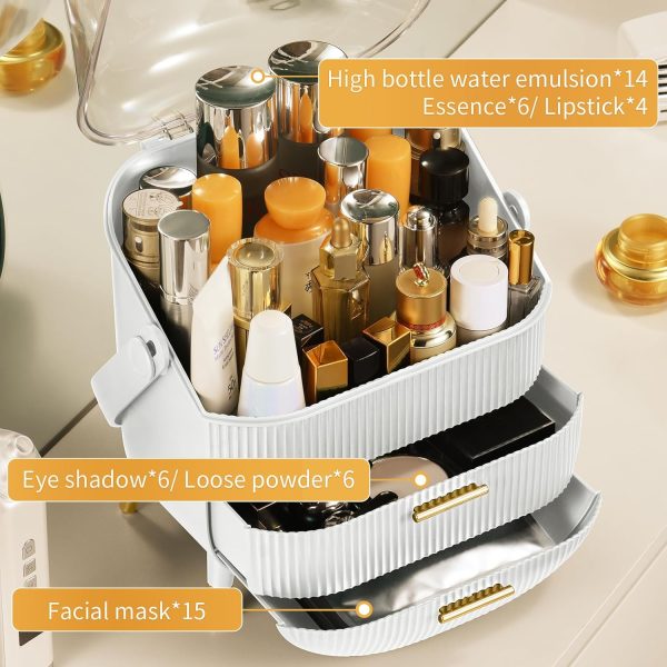 CANITORON Makeup Organizer,Skincare Organizer with 2 Drawers and Brush - Image 3