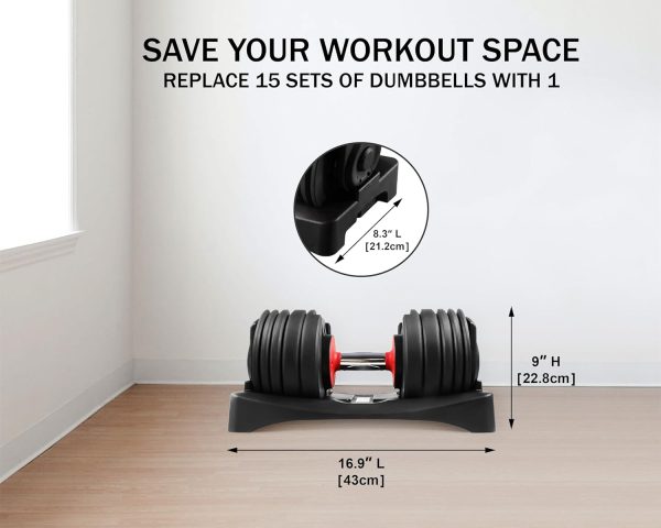 All in One Adjustable Dumbbells, Tahoe Trails Dumbbell Set from 5.5-55 lbs, - Image 2
