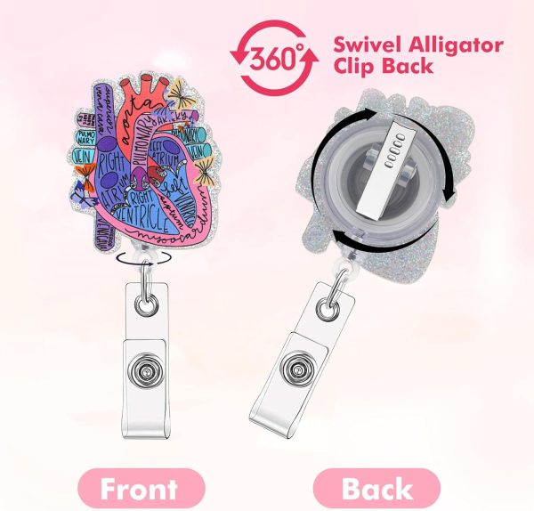 Cardiac Badge Reel Retractable for Nurse, Heart Anatomy Badge Reel Nursing - Image 3